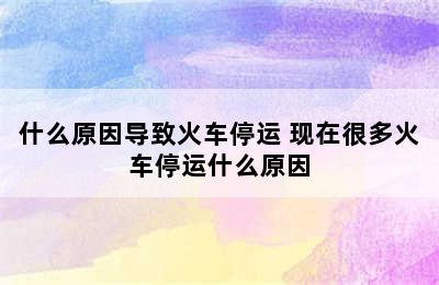 什么原因导致火车停运 现在很多火车停运什么原因